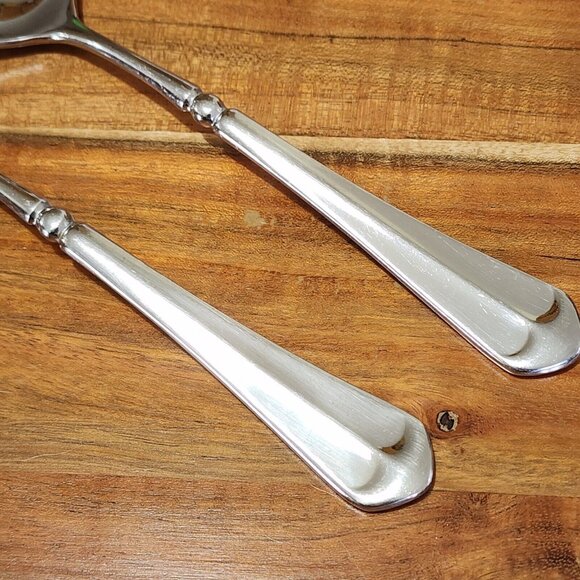 2 Mikasa French Countryside Oval Soup Spoons 7.75" stainless formal to casual - Picture 3 of 12